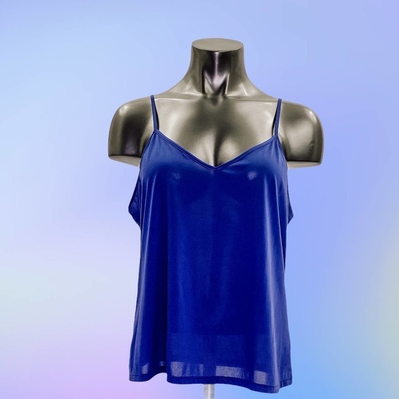 SHEER Solid Blue Chiffon Sweetheart Camisole Tank - Picture 8 of 8